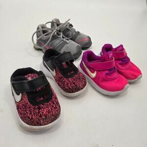 LOT Nike Baby Girl Infant SZ 4/5 Flex Shox Tanjun Pink Sneakers Tennis Shoes